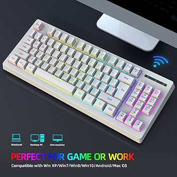 mokibo ワイヤレスキーボード ホワイト Amazon.co.jp: ゲーミングキーボード 87キー 2.4Gワイヤレス無線